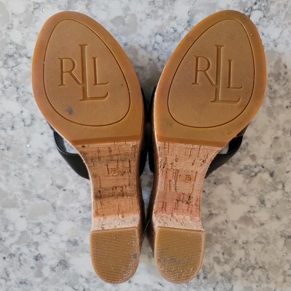 Women's Ralph Lauren Heidi Cork Platform Brown Leather Sandals Size 7B - Picture 8 of 8